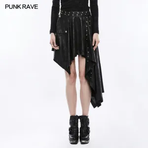 Asymmetric Layering Knitted Punk Skirt For Women