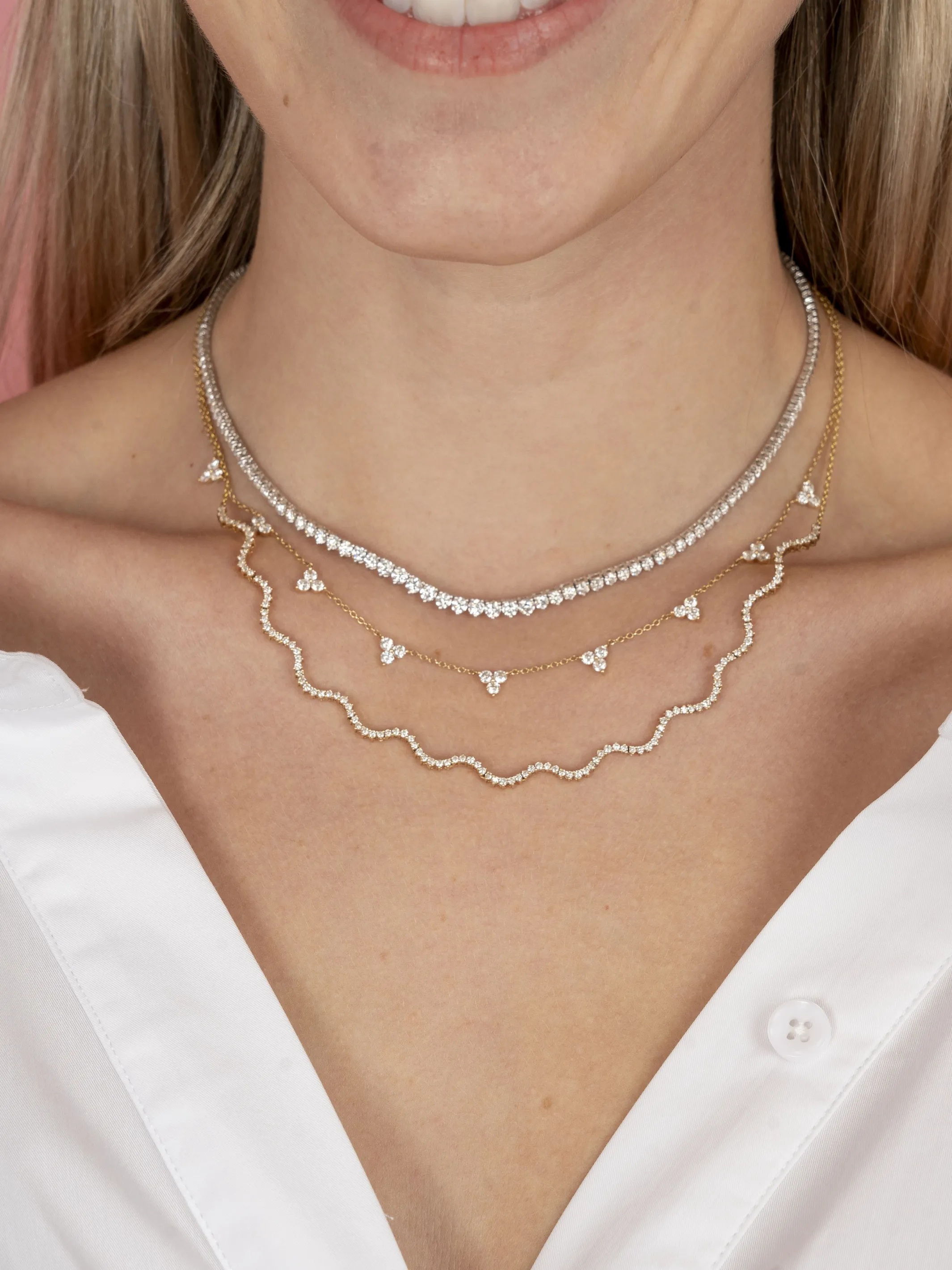 Autumn Trio Diamond Layering Necklace 14K
