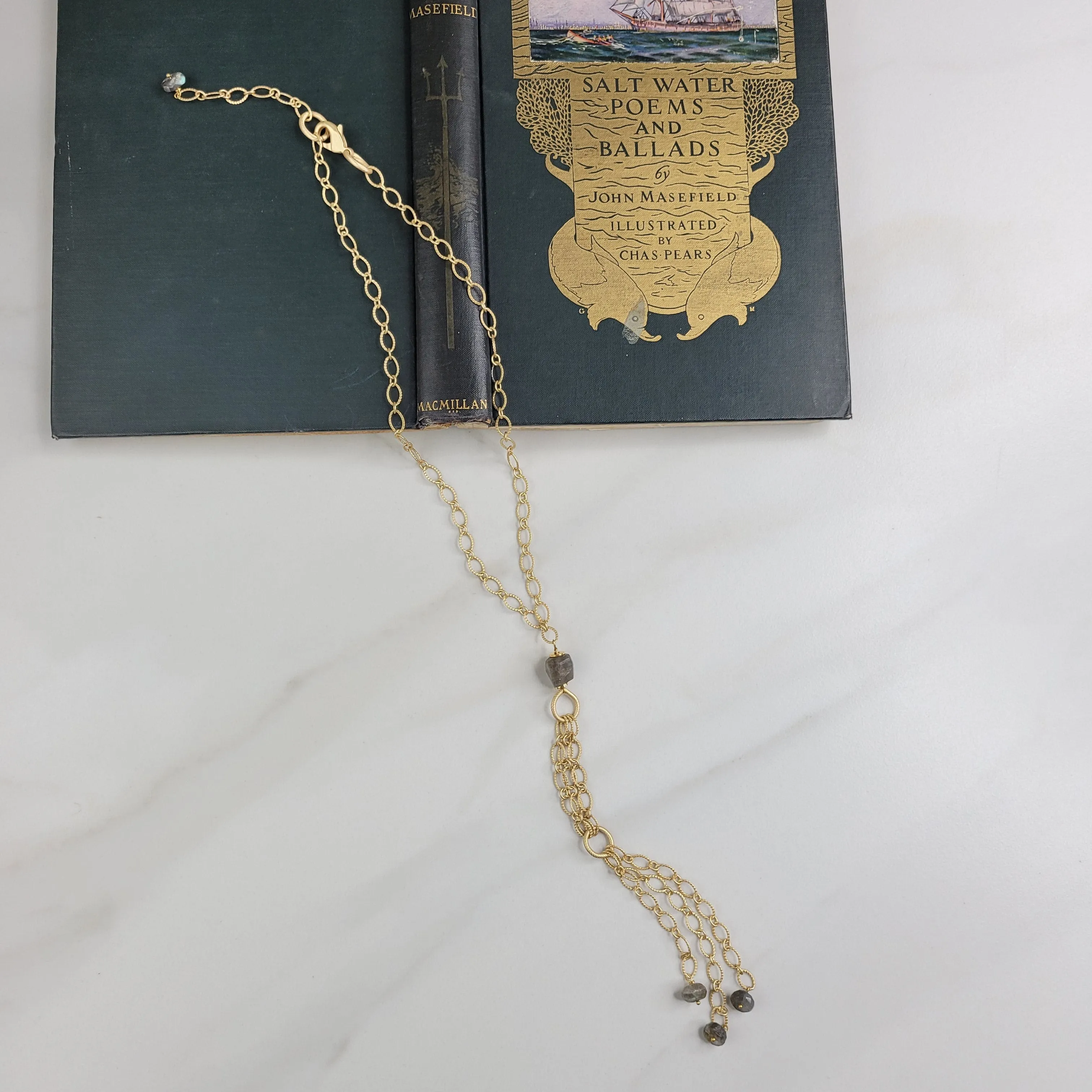 Avonlea Handmade Necklace with Gold Plated Chain and Labradorite Stones