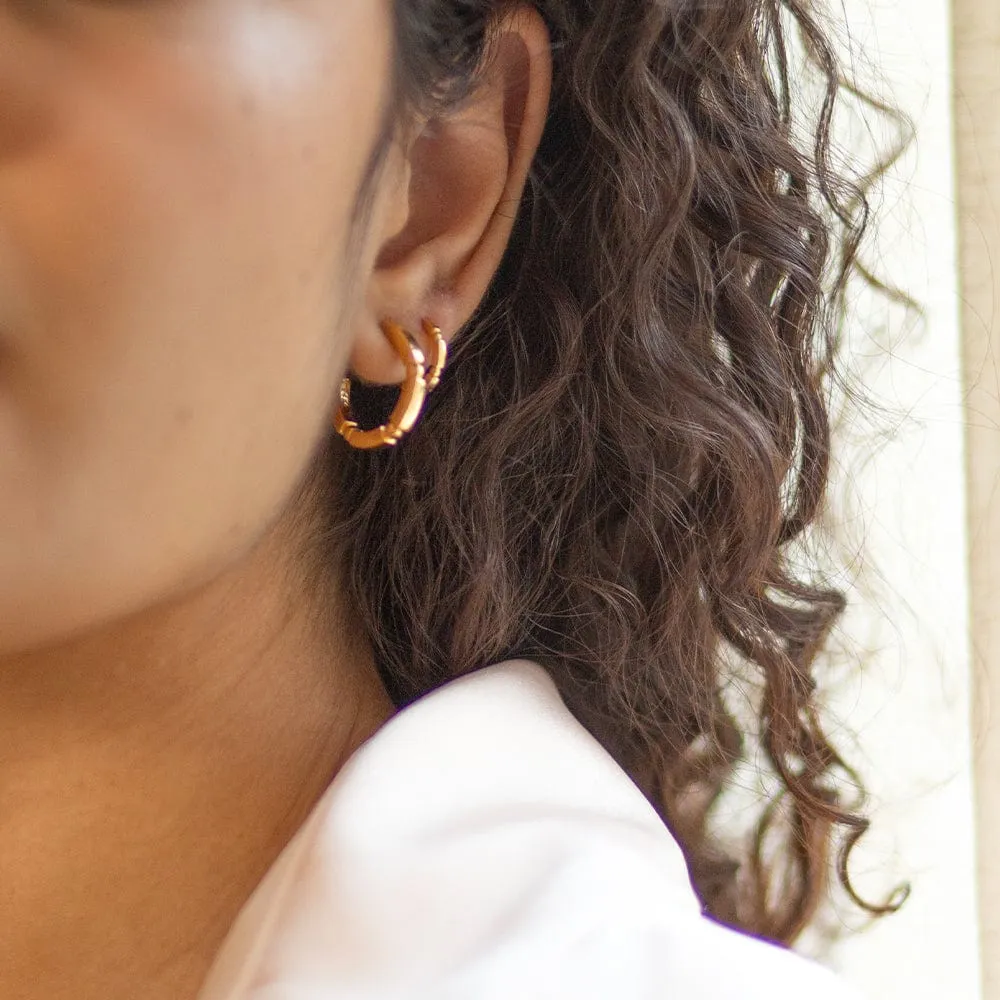 Bar And Ball Earring Stack 18ct Gold Plate