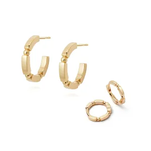Bar And Ball Earring Stack 18ct Gold Plate