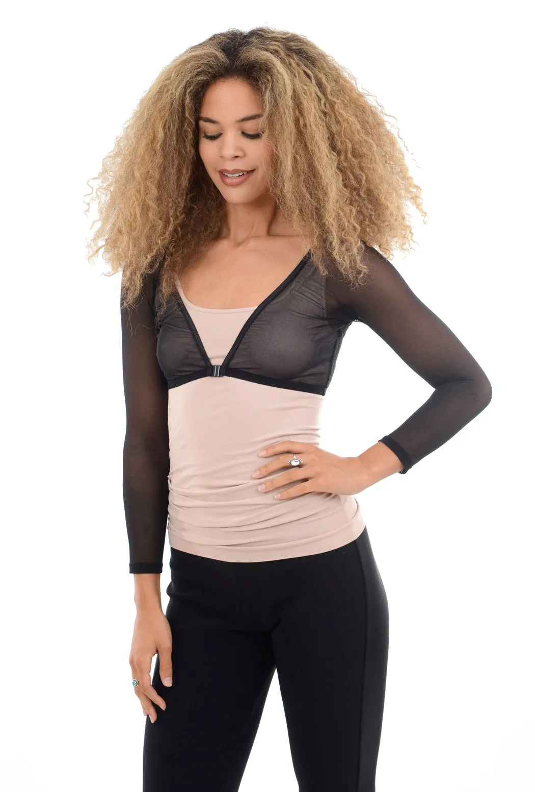 Basic 3/4-Sleeve Mesh Sleevey, Black