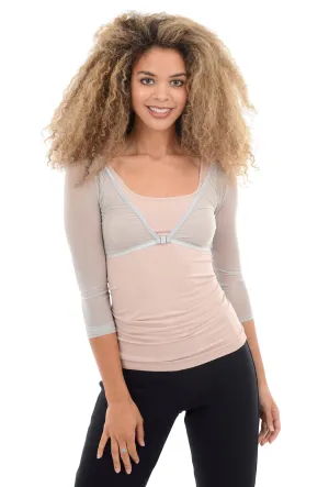 Basic 3/4-Sleeve Mesh Sleevey, Silver