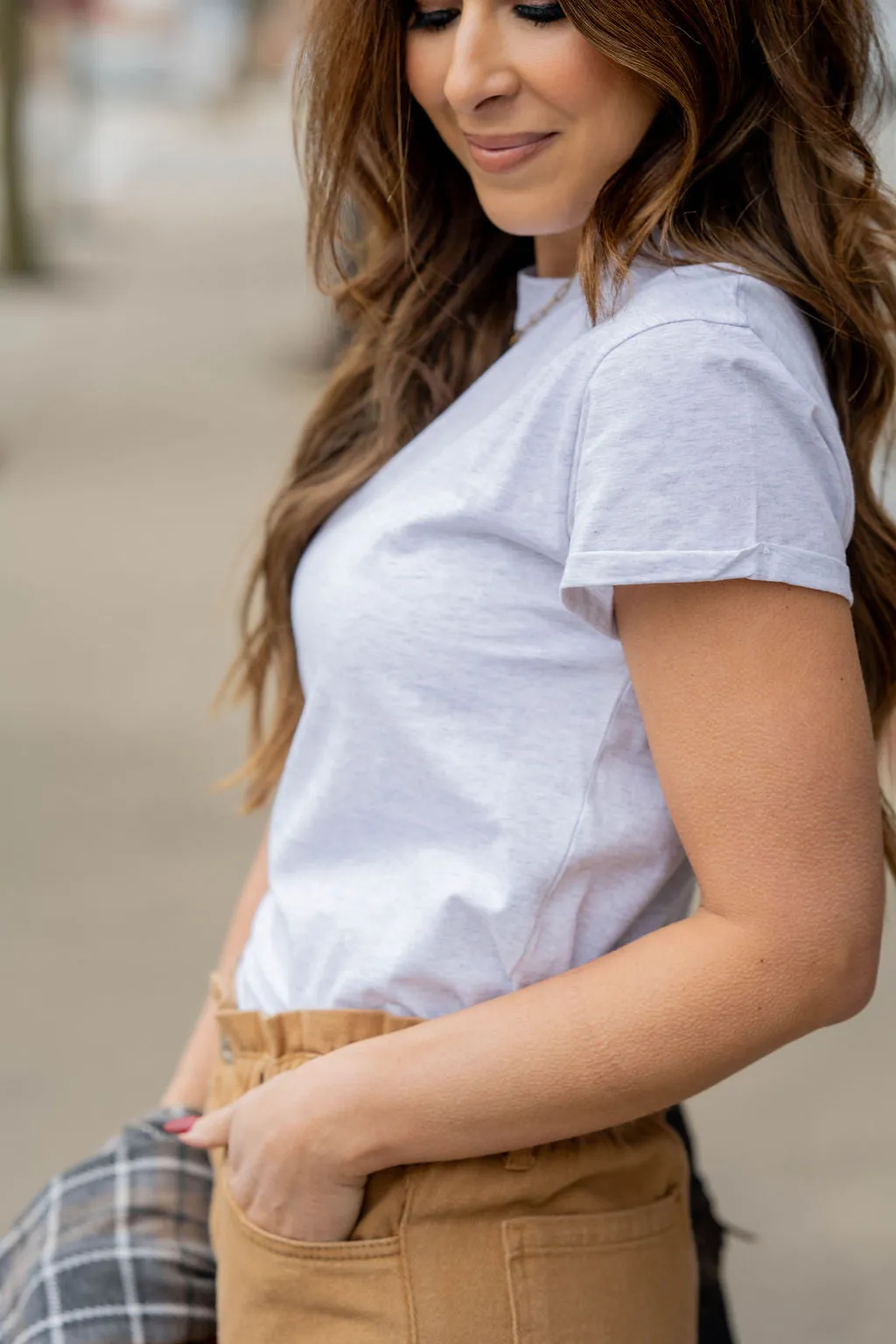 Basic Cuffed Sleeve Cotton Tee
