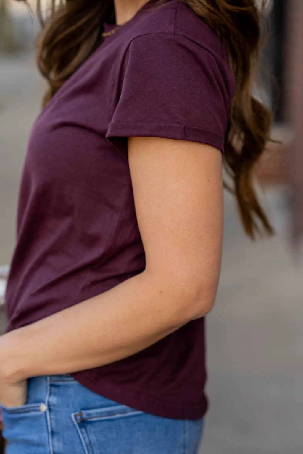 Basic Cuffed Sleeve Cotton Tee