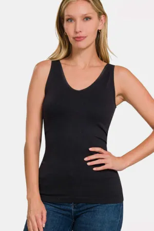 Basic Layering Wide Strap Tank - Black