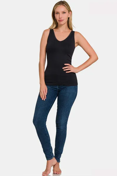 Basic Layering Wide Strap Tank - Black
