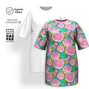 BE MY ONLY pink turquoise - T-shirt dress (organic cotton)