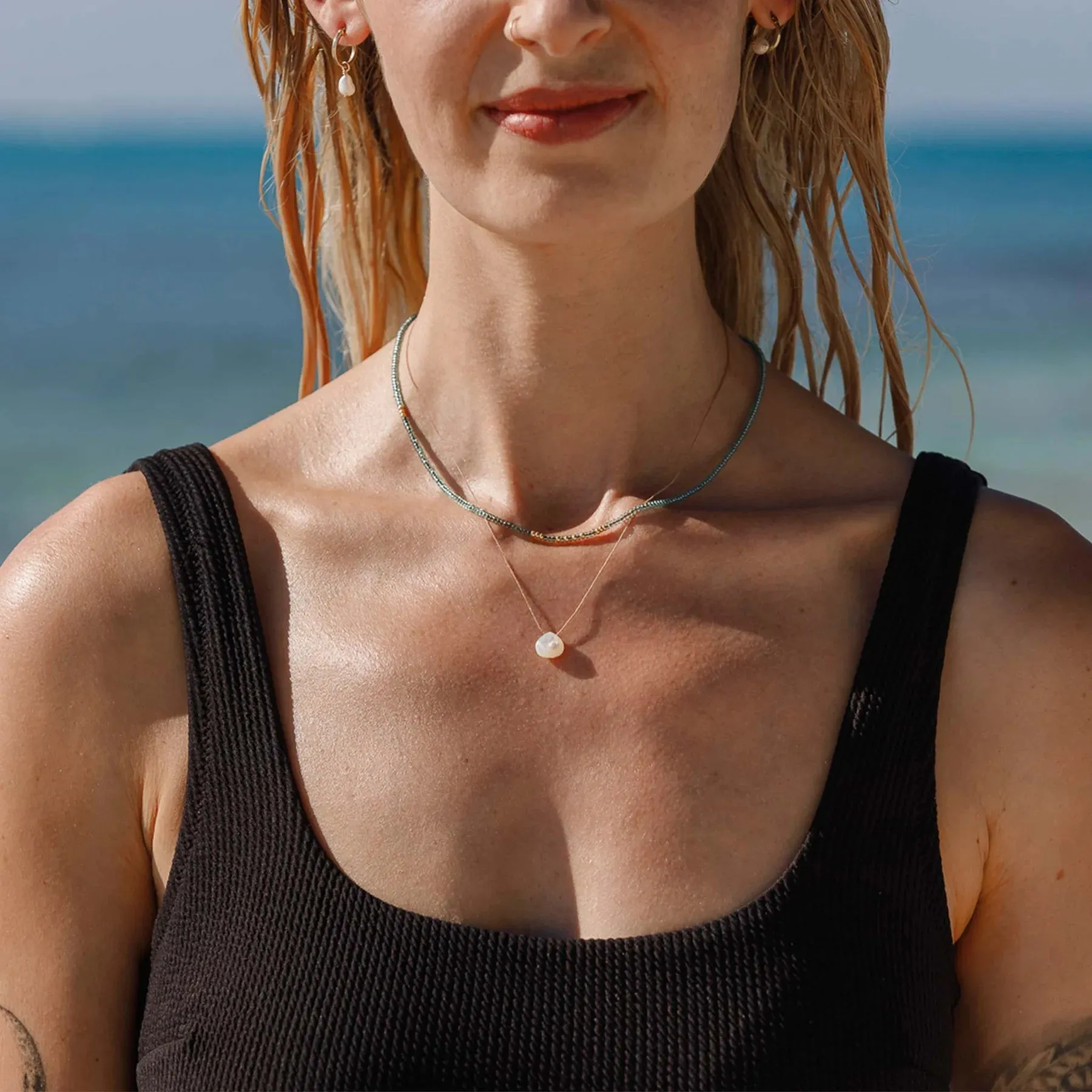 Beaded Layering Necklace | Essaouira Sea Foam