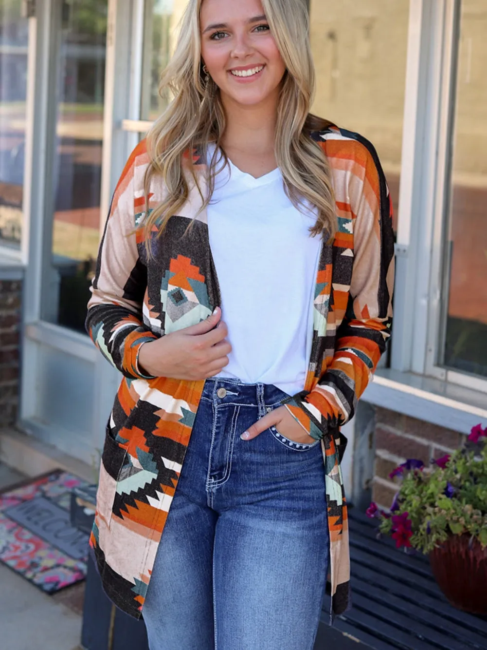 Beige and Black Cardigan