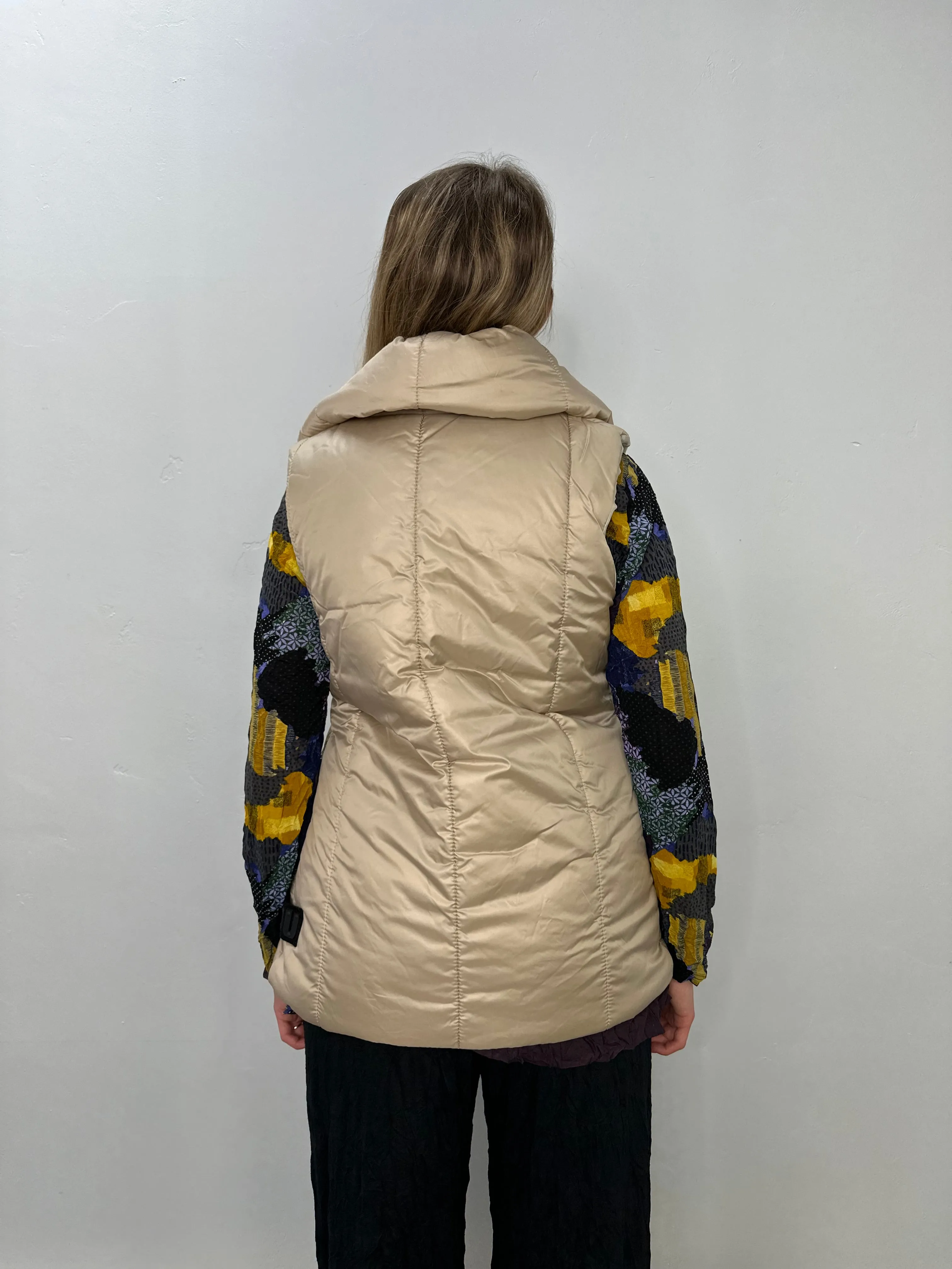 Beige Zip Up Puffer Vest