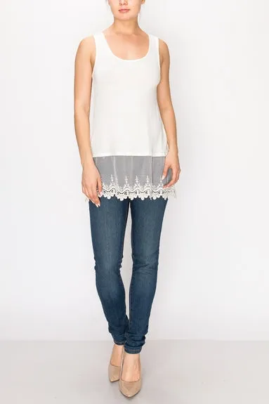 Bellize Layering Tank with Lace Hem