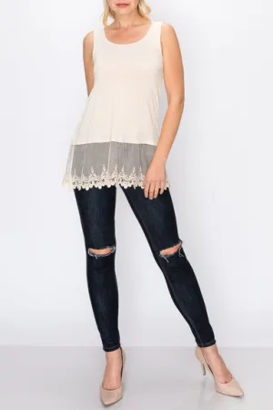 Bellize Layering Tank with Lace Hem
