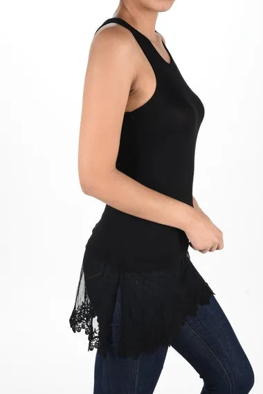Bellize Layering Tank with Lace Hem