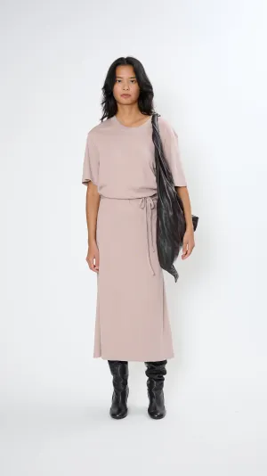 Belted Rib T-shirt Dress in Violet Ice