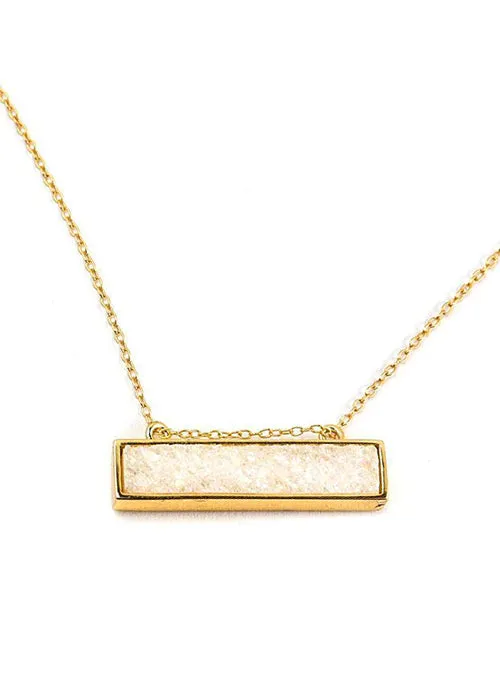Bethany Druzy Bar Necklace in Gold
