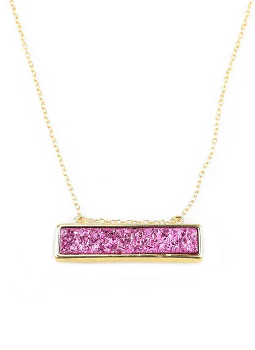 Bethany Druzy Bar Necklace in Gold