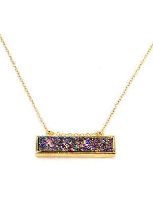 Bethany Druzy Bar Necklace in Gold