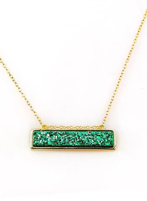 Bethany Druzy Bar Necklace in Gold