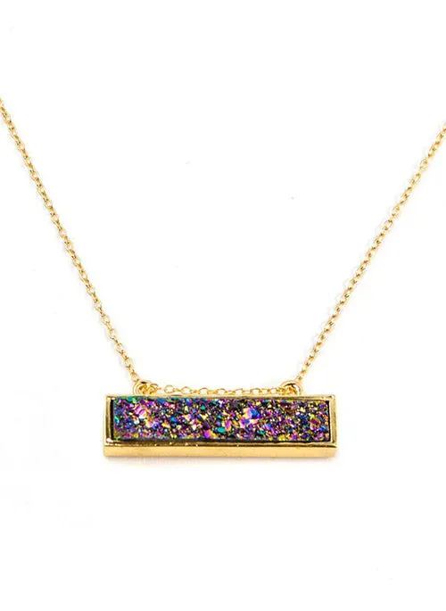 Bethany Druzy Bar Necklace in Gold