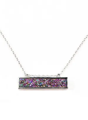 Bethany Druzy Bar Necklace in Silver