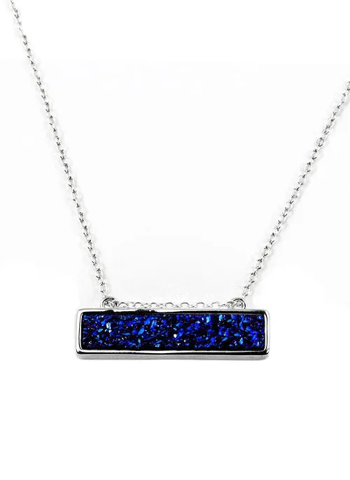 Bethany Druzy Bar Necklace in Silver