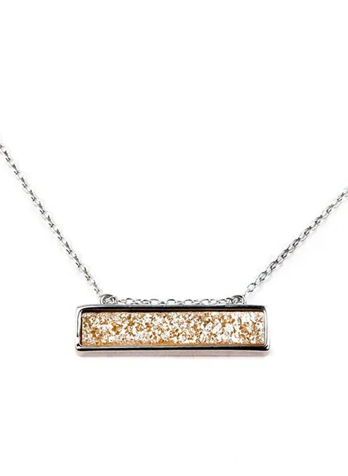 Bethany Druzy Bar Necklace in Silver