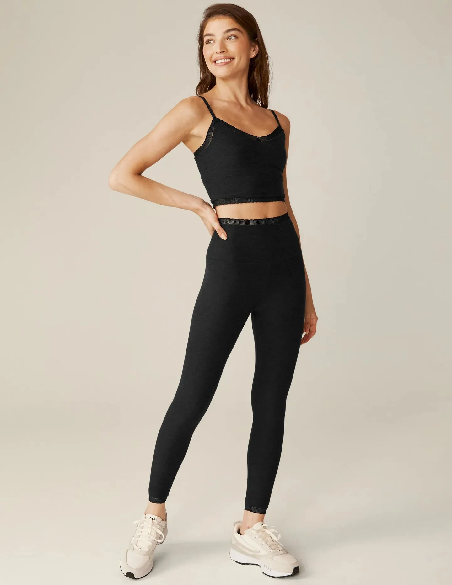 Beyond Yoga Spacedye Allure High Waisted Midi Legging in Darkest Night