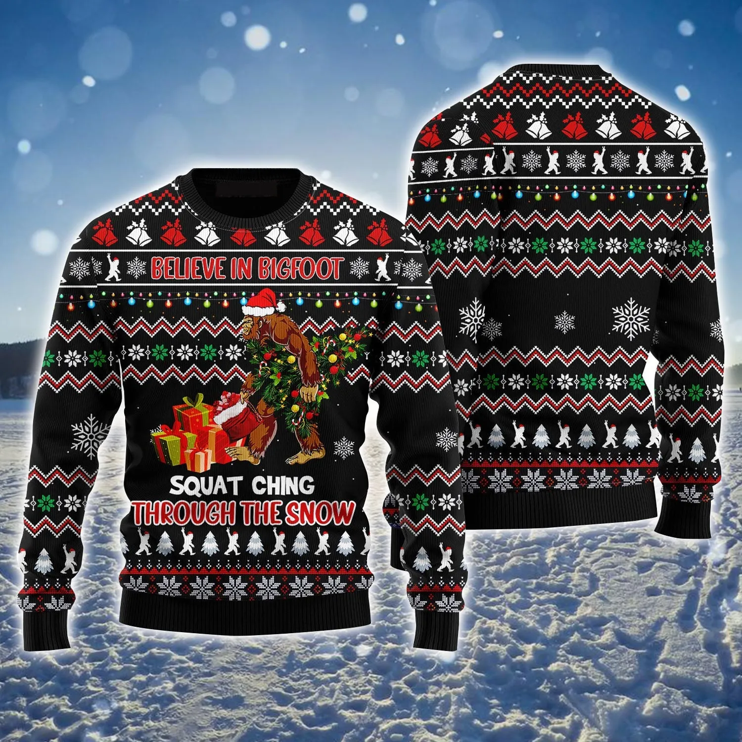 Bigfoot Merry Squatchmas Ugly Sweater, Christmas Ugly Sweater, Santa Claus Ugly Sweater For Men & Women - Perfect Gift For Family, Friends