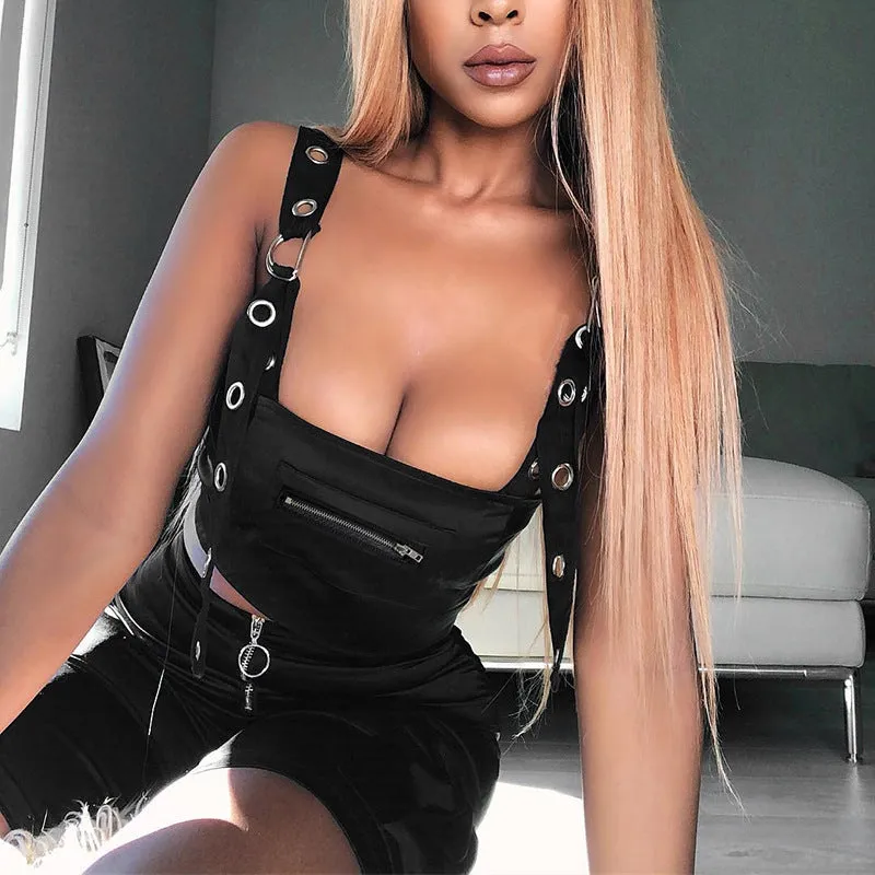 Black Adjustable Crop Top