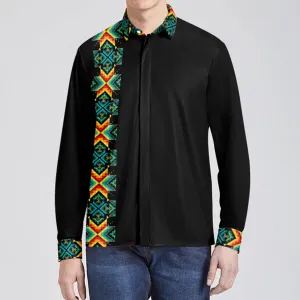 Black Blanket Strip Men's Long Sleeve Dress Shirt