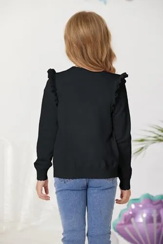Black Cardigan for Girls Long Sleeve Sweaters 4-5 Years Casual Light Weight Shrug