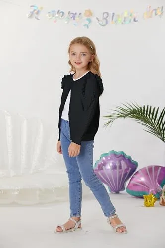 Black Cardigan for Girls Long Sleeve Sweaters 4-5 Years Casual Light Weight Shrug