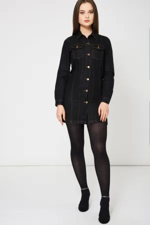 Black Denim Shirt Dress Ex-Branded