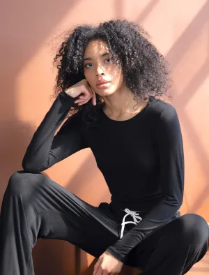 Black Fitted Layering Crew
