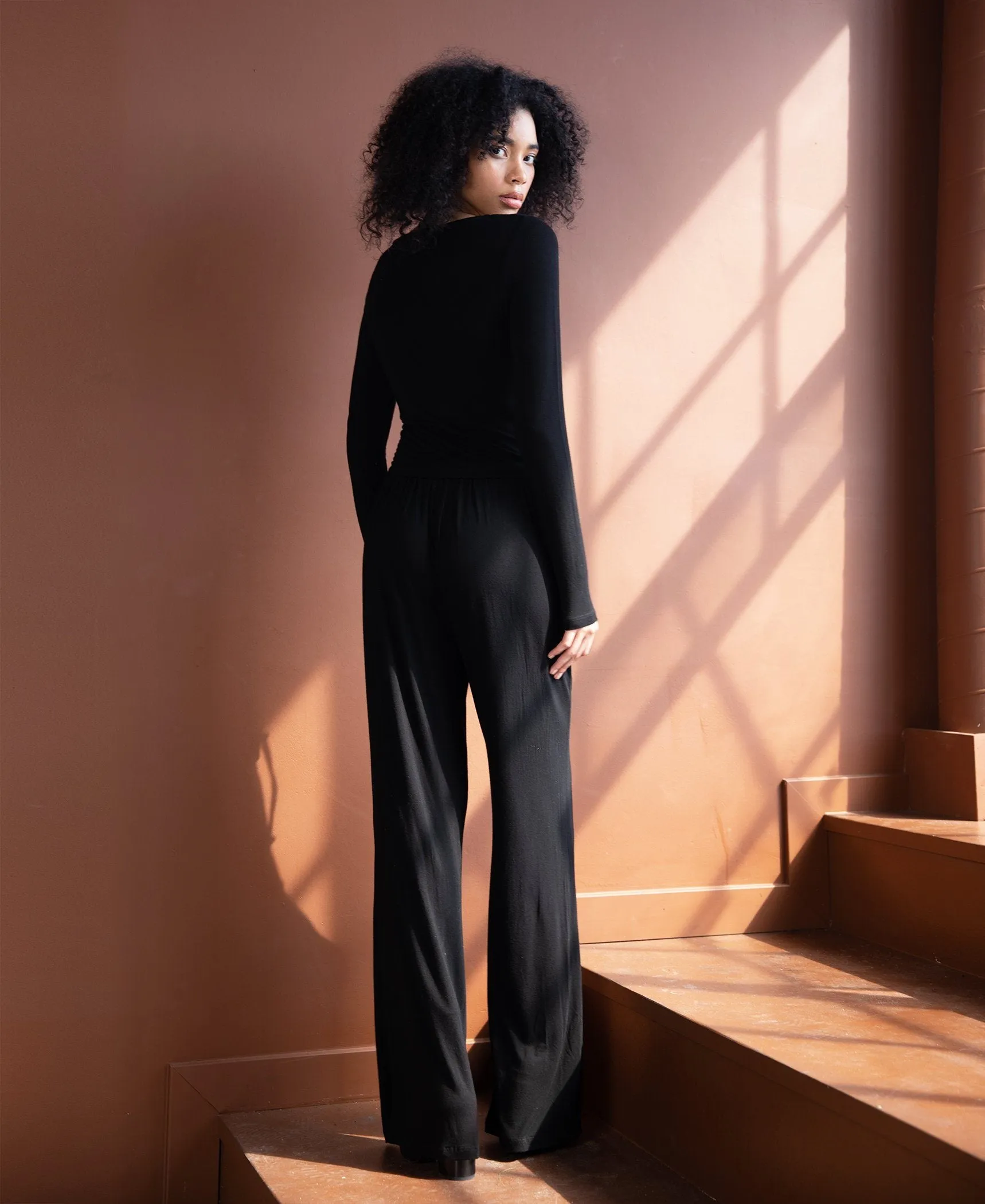 Black Fitted Layering Crew