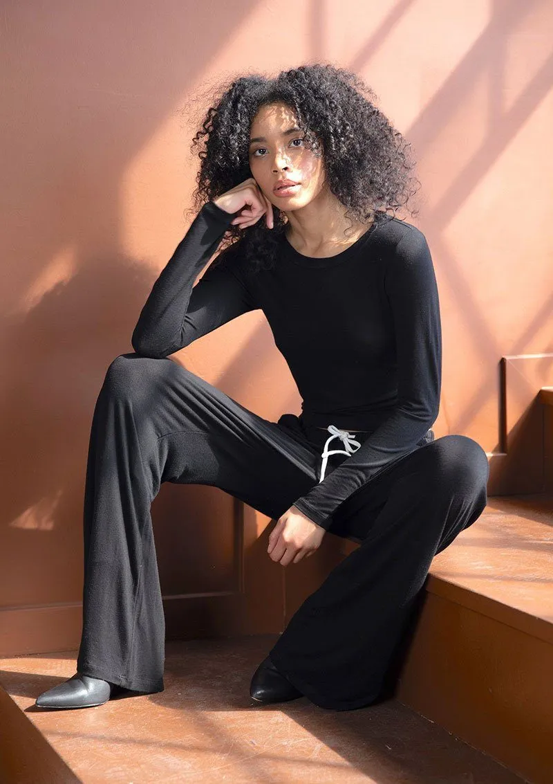 Black Fitted Layering Crew