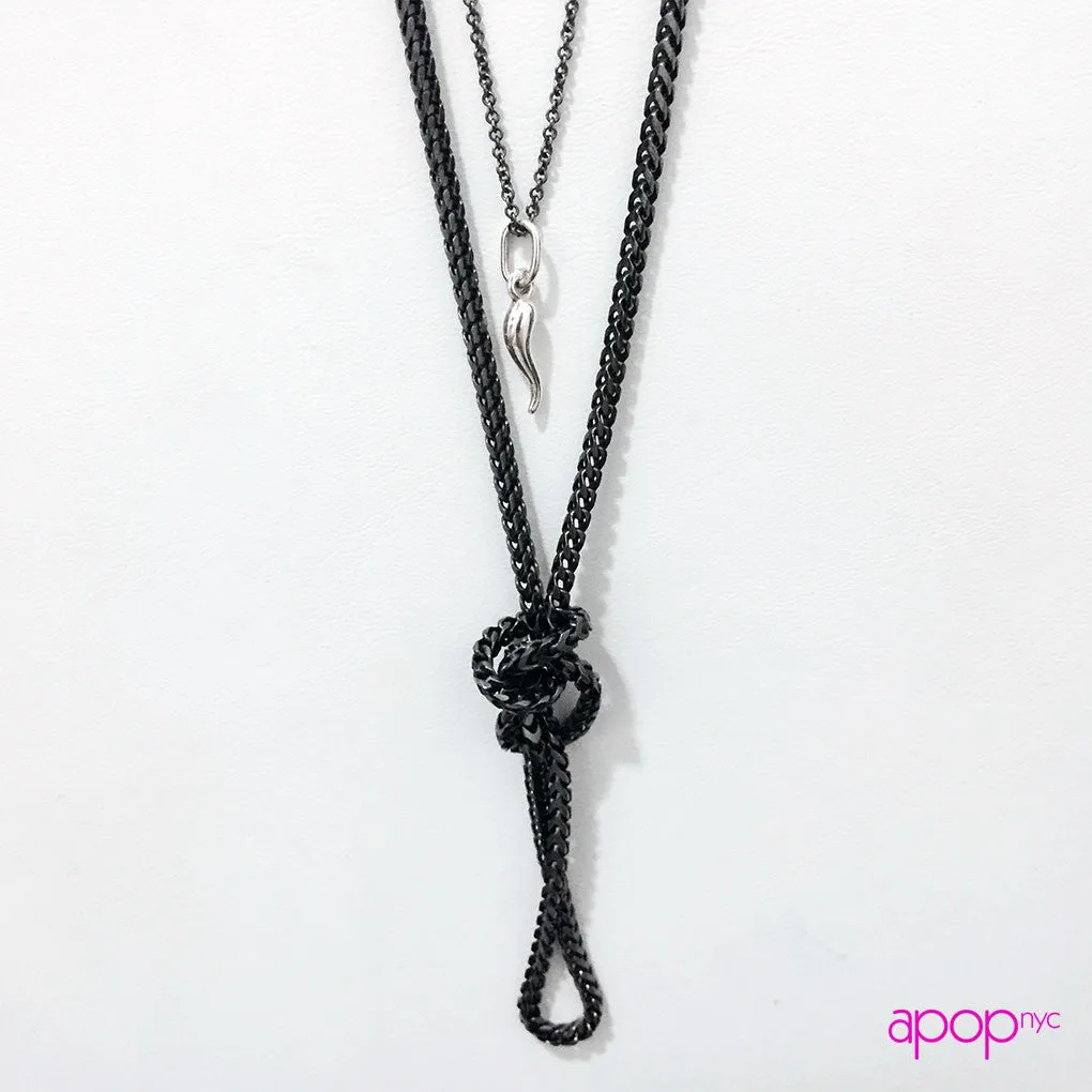 Black Franco Chain Layering Necklace Unisex