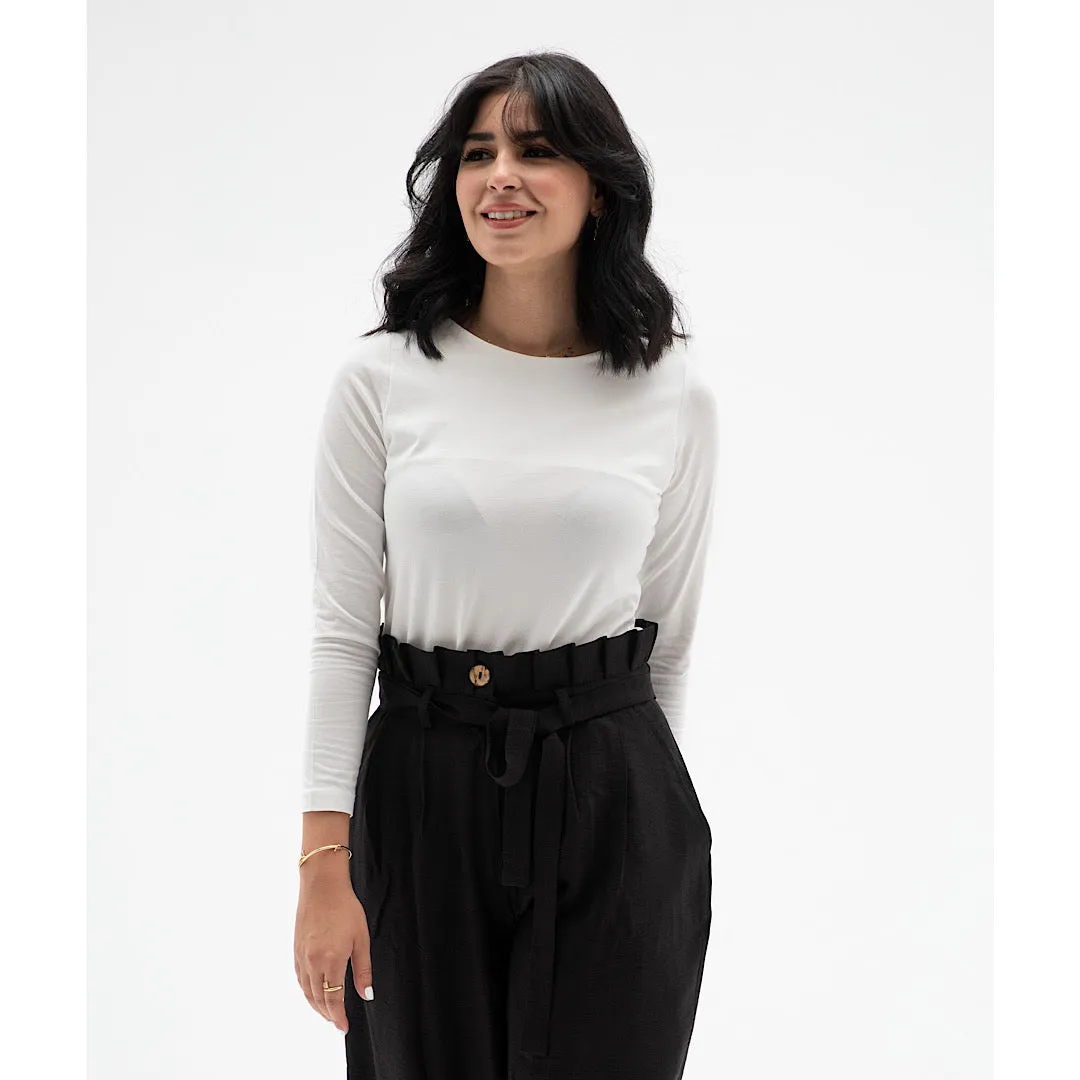 Black linen high waisted pants