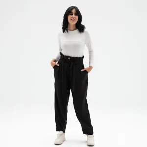 Black linen high waisted pants