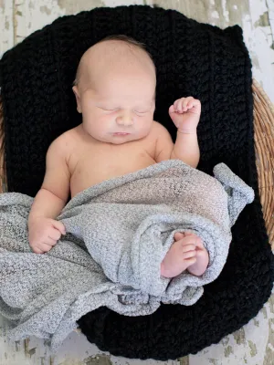 Black newborn baby layering bump blanket