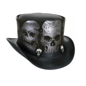 Black Skull Top Hat