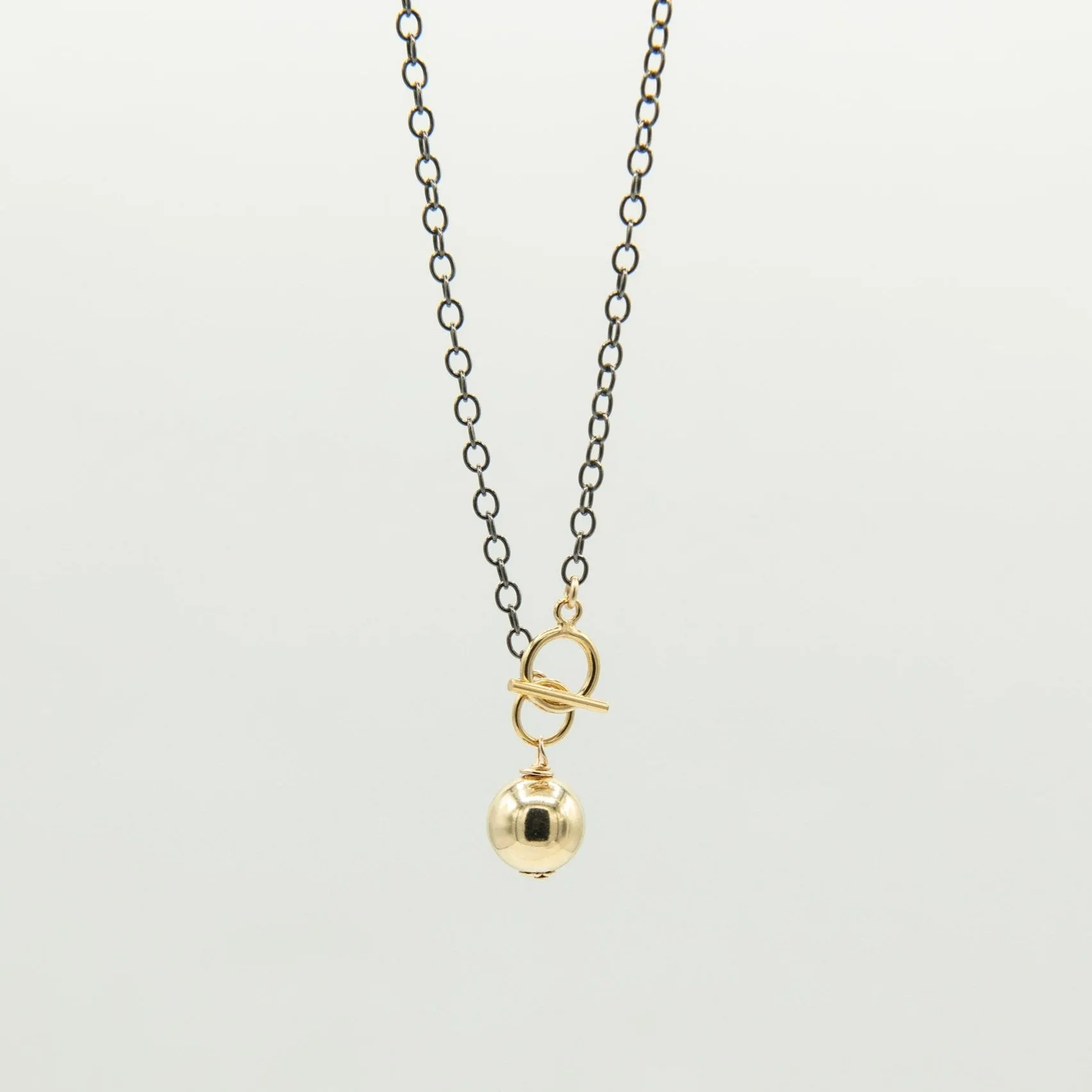 Black Sterling Silver Chain Toggle Necklace