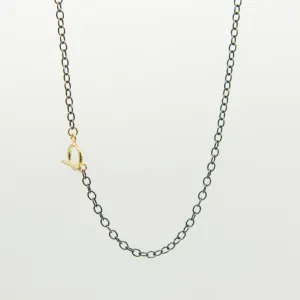 Black Sterling Silver Chain Toggle Necklace