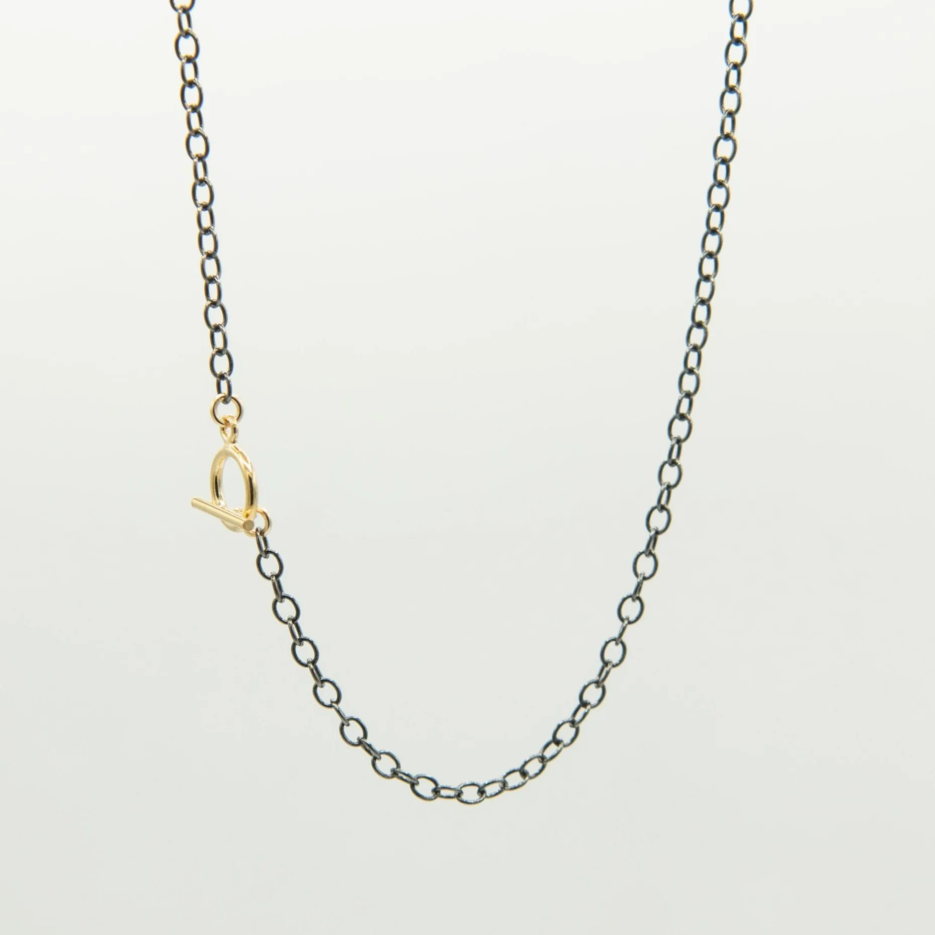 Black Sterling Silver Chain Toggle Necklace
