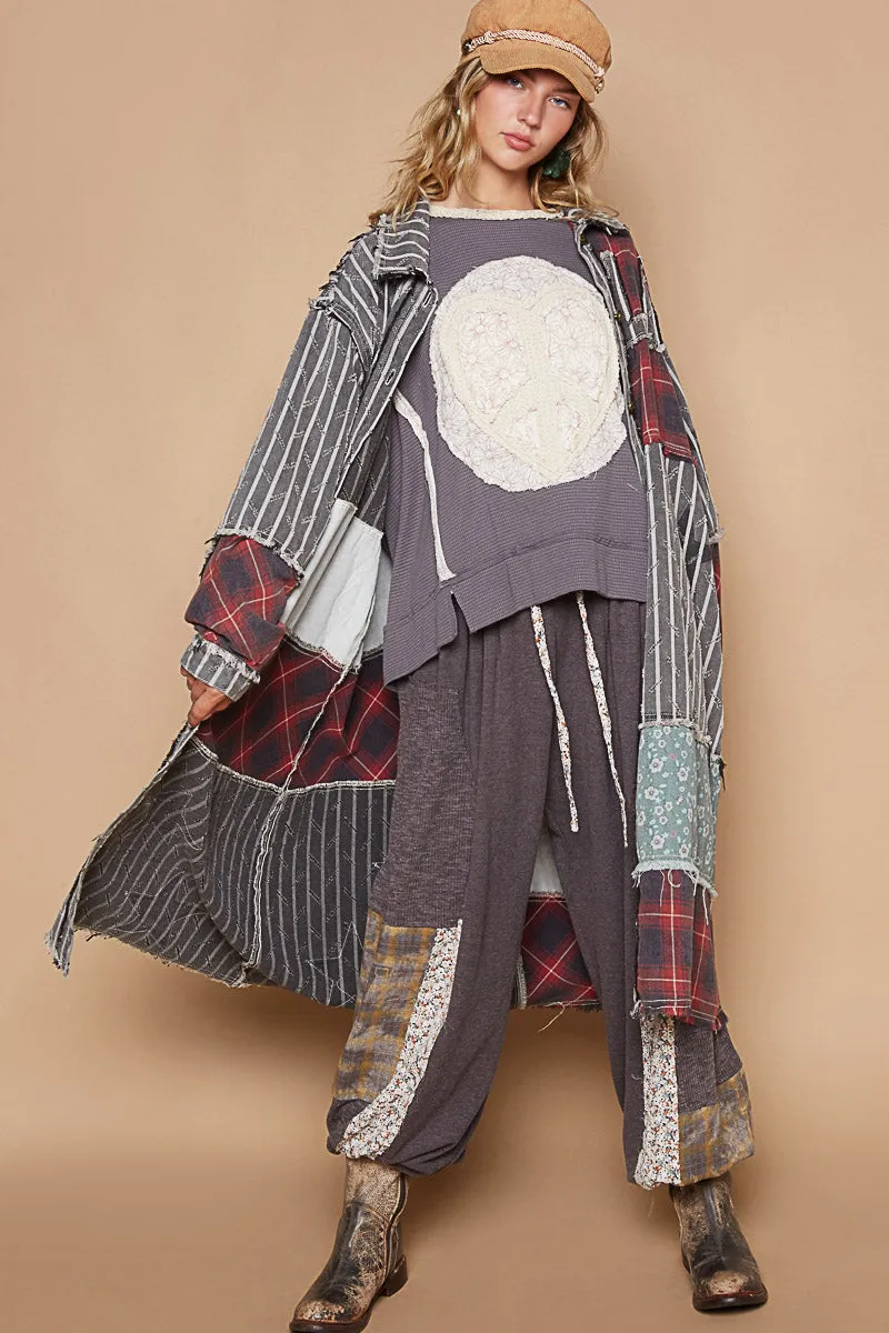 Black Stripe Patch Jacket #775