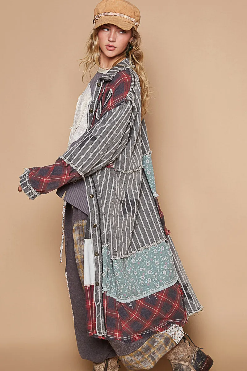 Black Stripe Patch Jacket #775