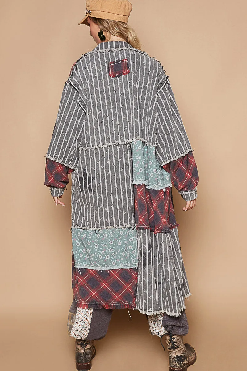 Black Stripe Patch Jacket #775