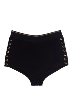 Black - Urban Lace-Up High-Waist Boyshort -