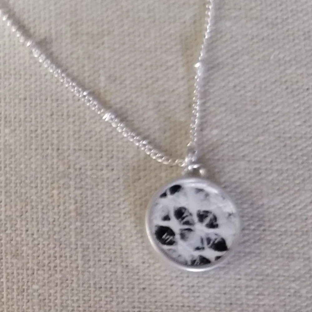 Black/White Snake Print Layering Necklace Pendant